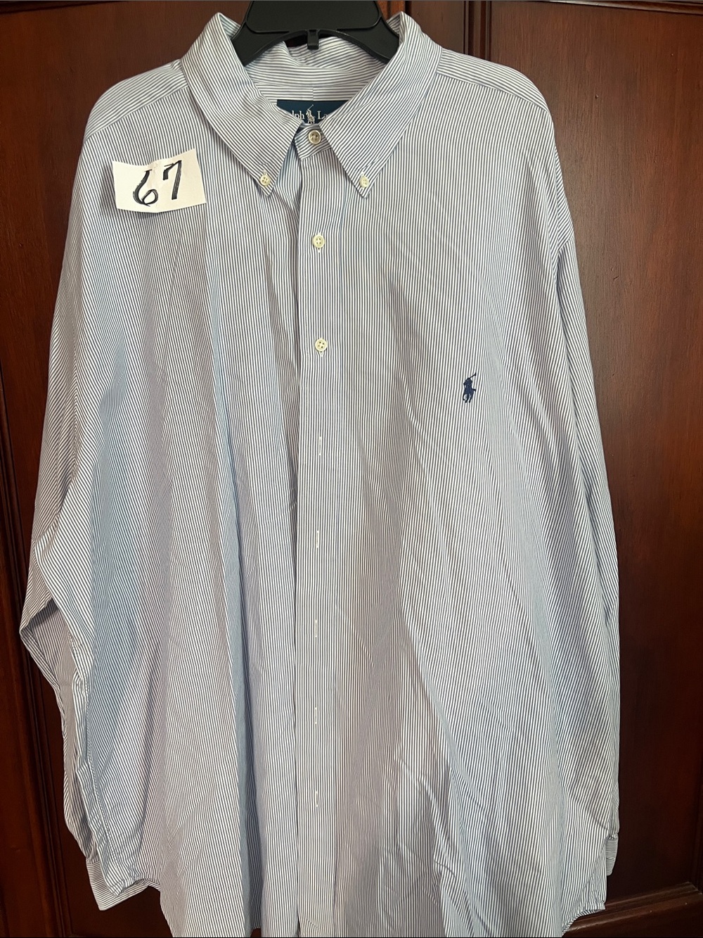 Polo by Ralph Lauren Men's Light Blue Pinstripe Button-Down Shirt Size 2XB (Big)